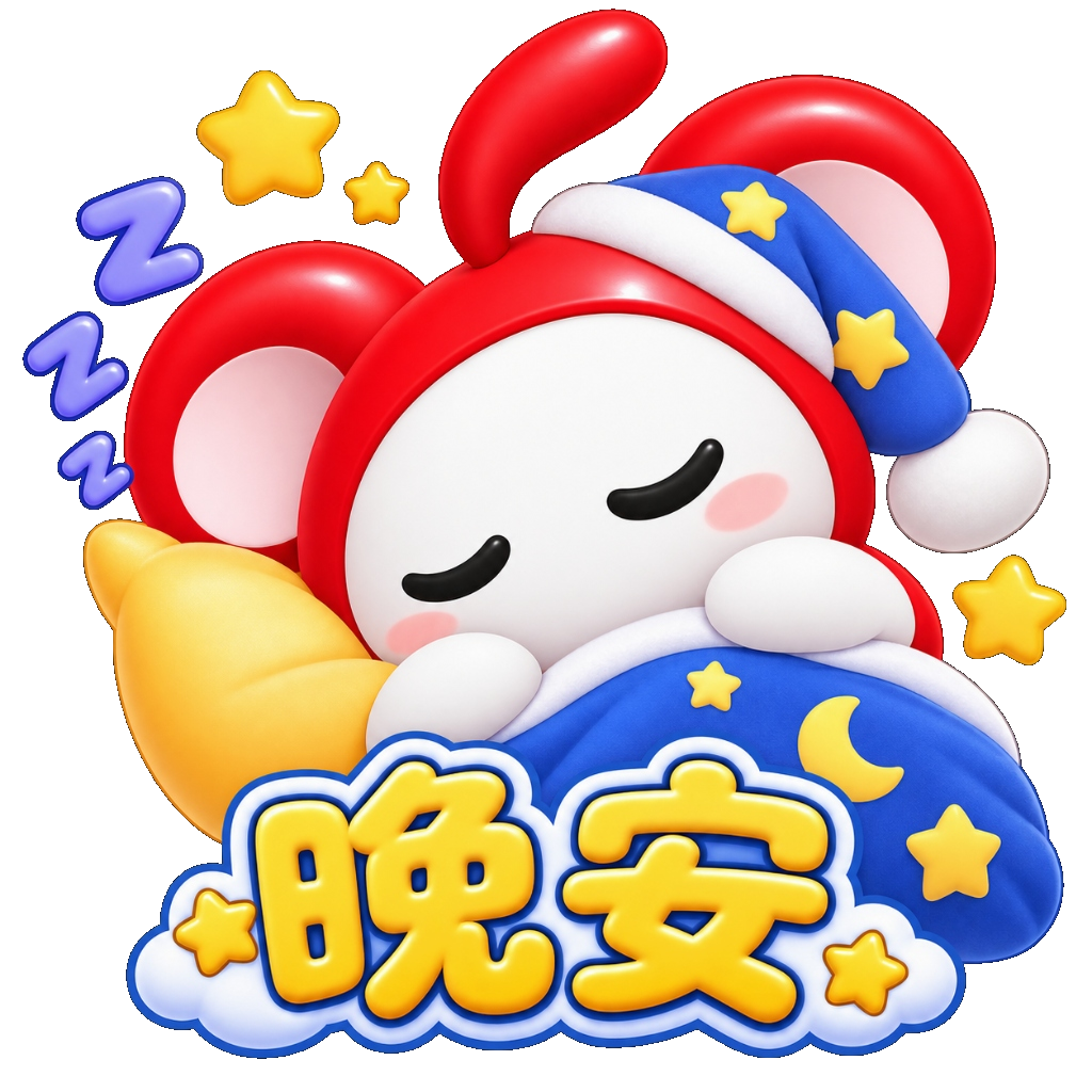 红鼠表情包 - 晚安